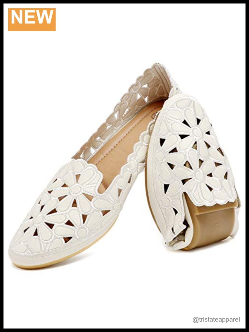 PU Leather Floral Ballet Flats Slip On Dress Shoes Cute Comfortable